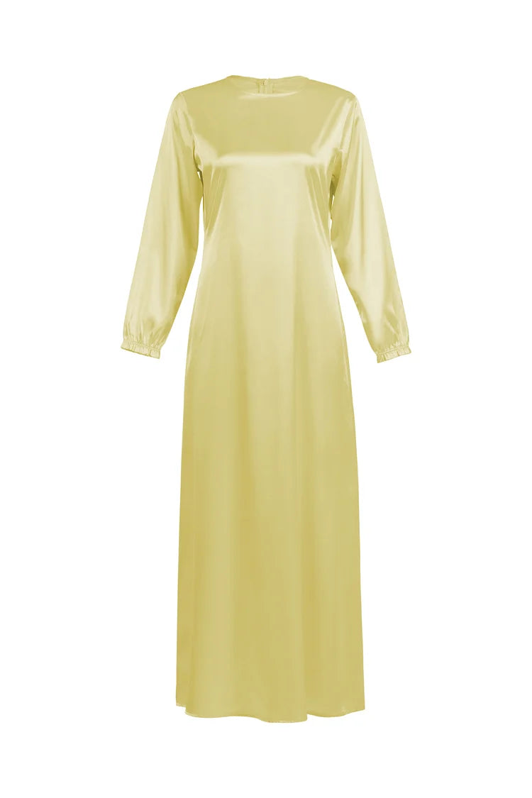 Aria Basic Silk Slim Dress - Limoncello Dream.