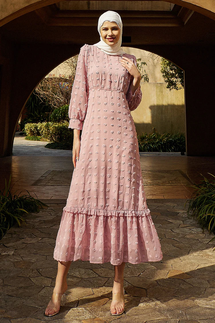 Baiheye 3d Bloom Print Maxi Dress - Bubble Pink.