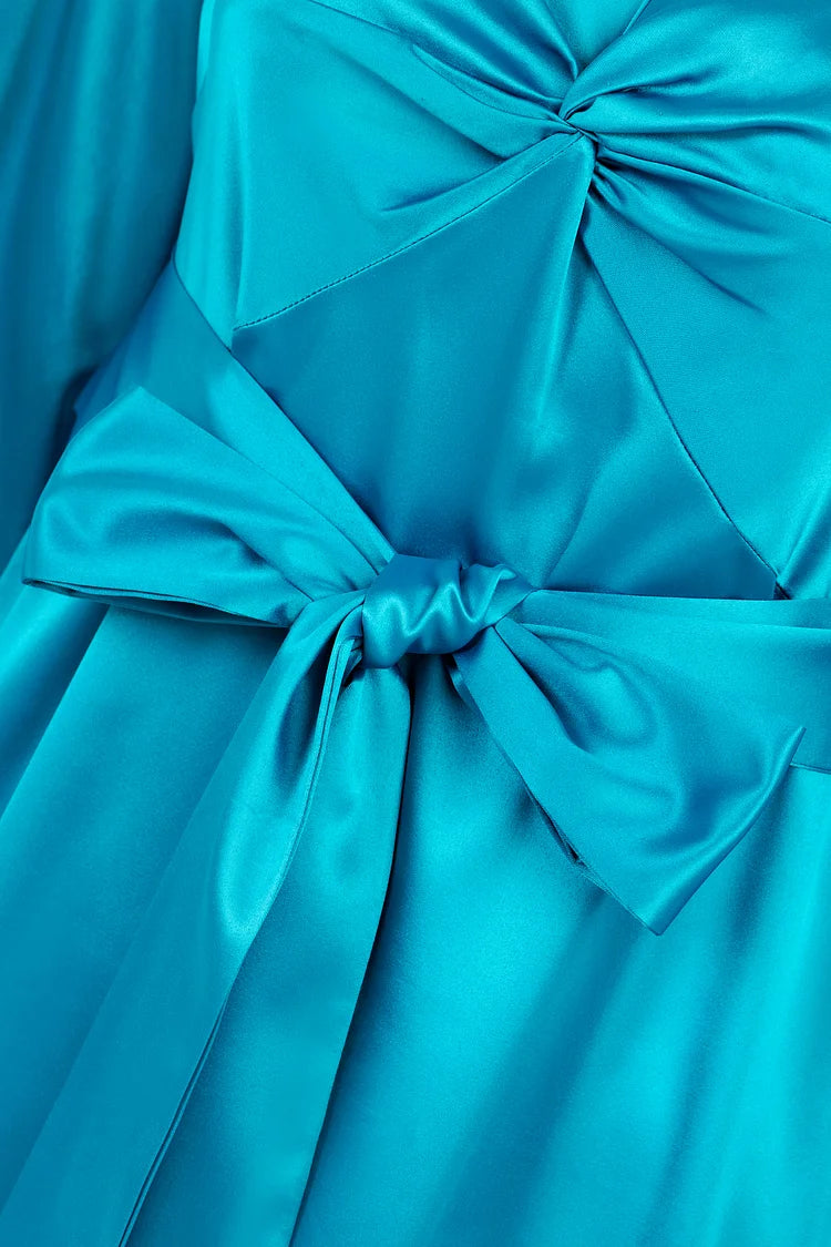Jamila Satin Maxi Dress - Ocean Blue.