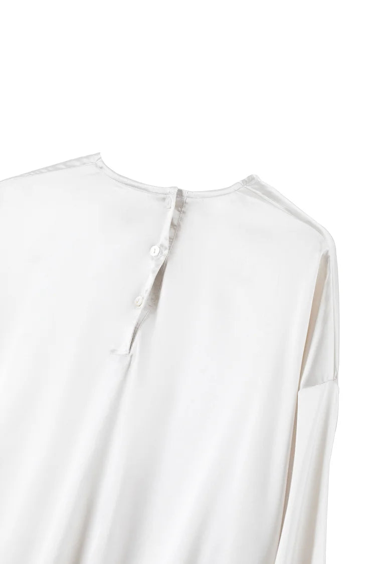 Aisha Silk Rouched Waisd Top - White River.