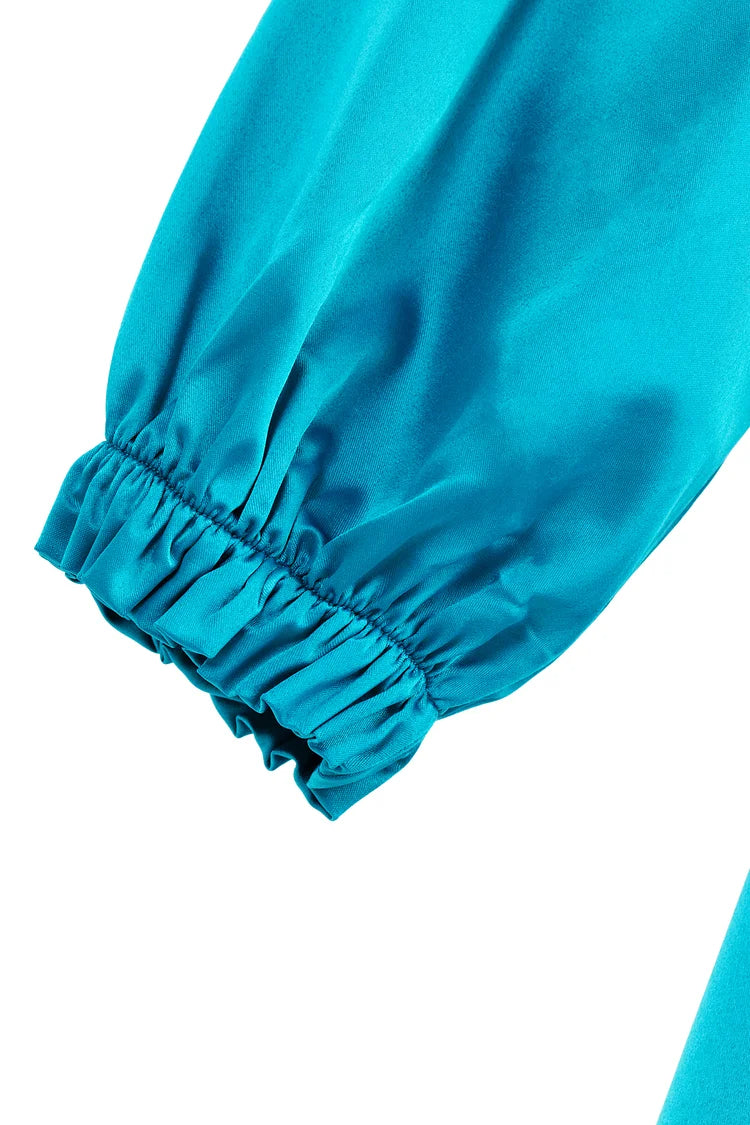 Jamila Satin Maxi Dress - Ocean Blue.