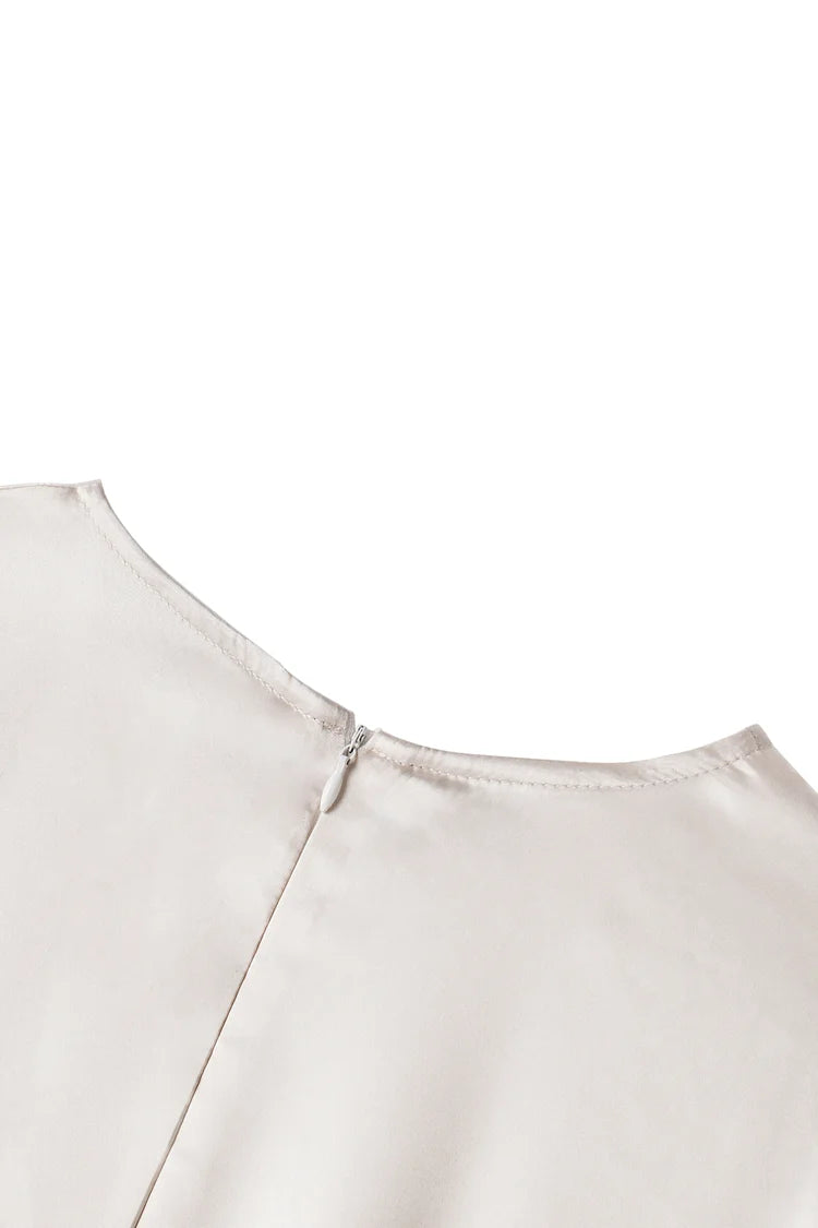 Aria Basic Silk Slim Dress - Pearl Ocean.