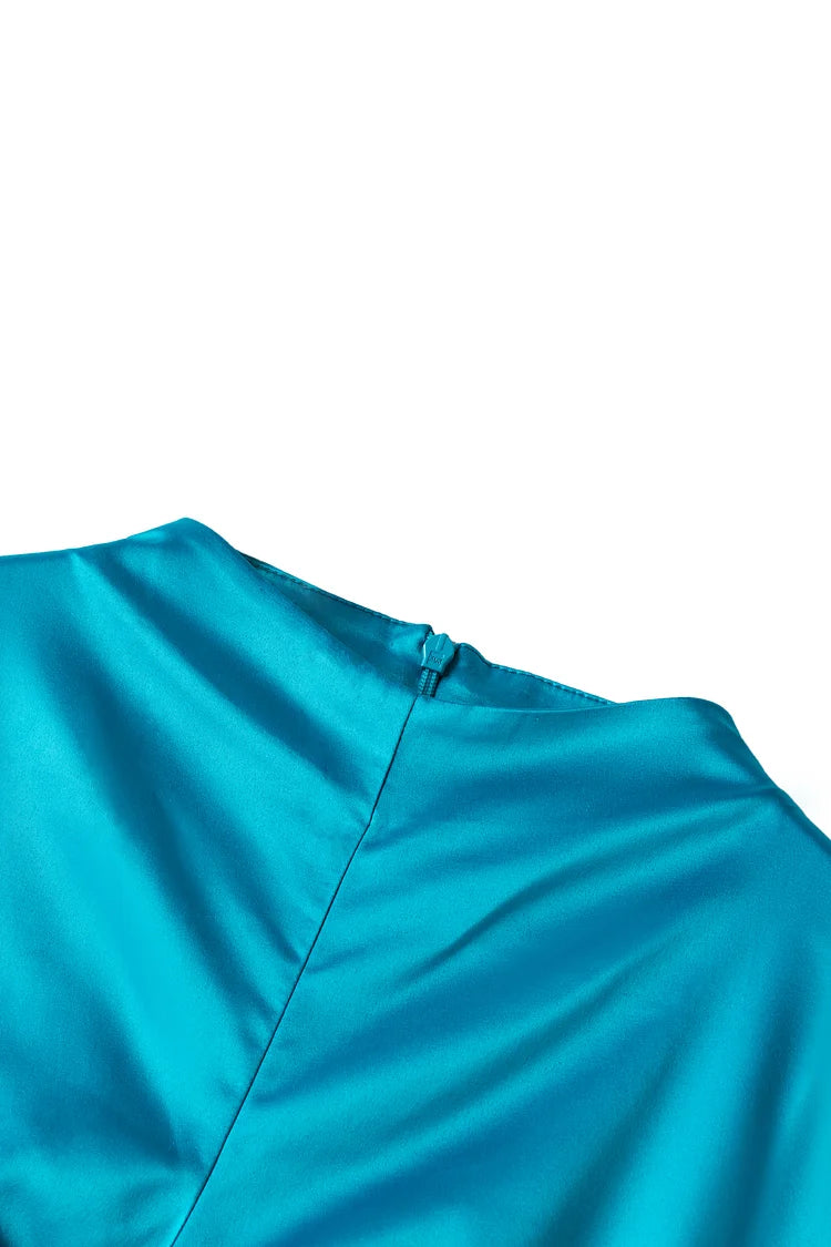 Jamila Satin Maxi Dress - Ocean Blue.