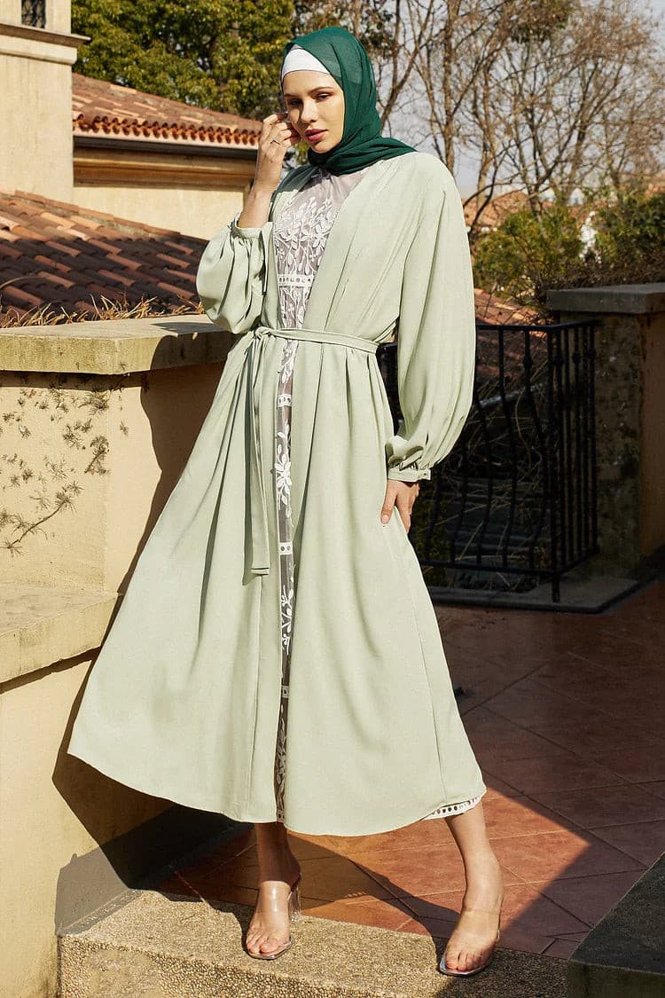 Vera Wrap Mint Abaya - Sage Garden.