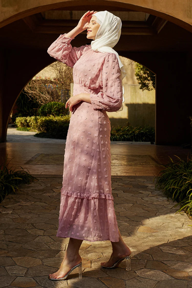 Baiheye 3d Bloom Print Maxi Dress - Bubble Pink.