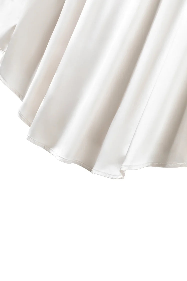 Aisha Silk Rouched Waisd Top - White River.