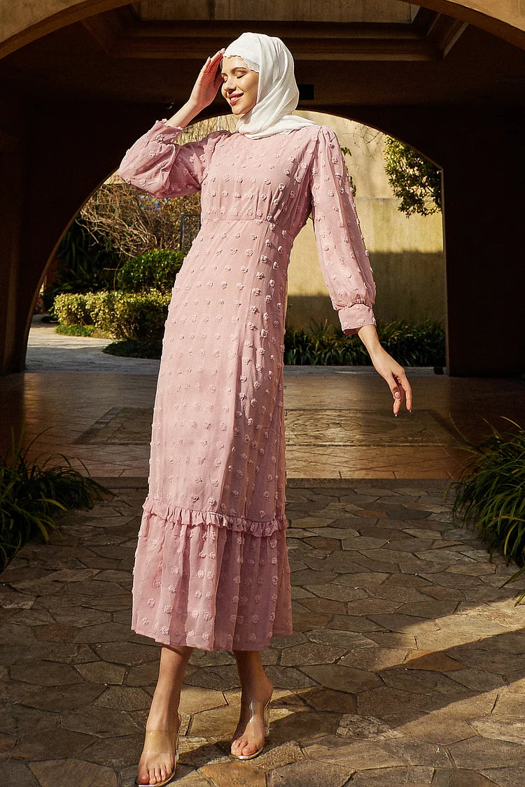 Baiheye 3d Bloom Print Maxi Dress - Bubble Pink.