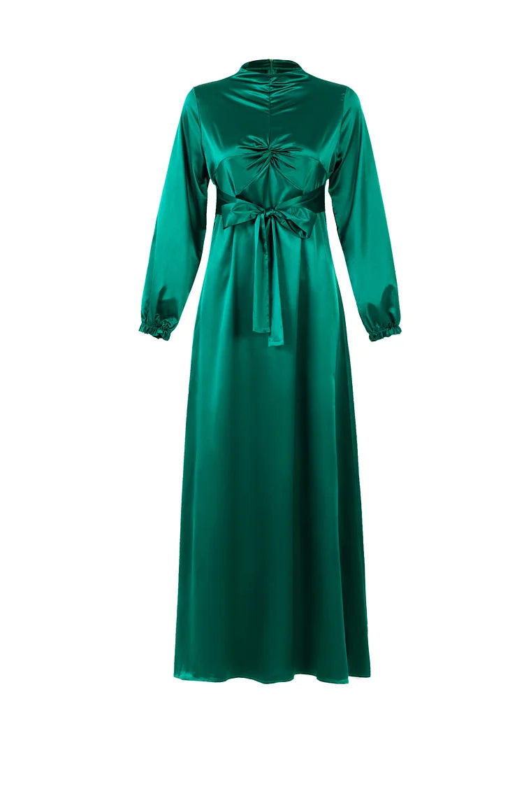 Jamila Satin Maxi Dress - Forest Green.