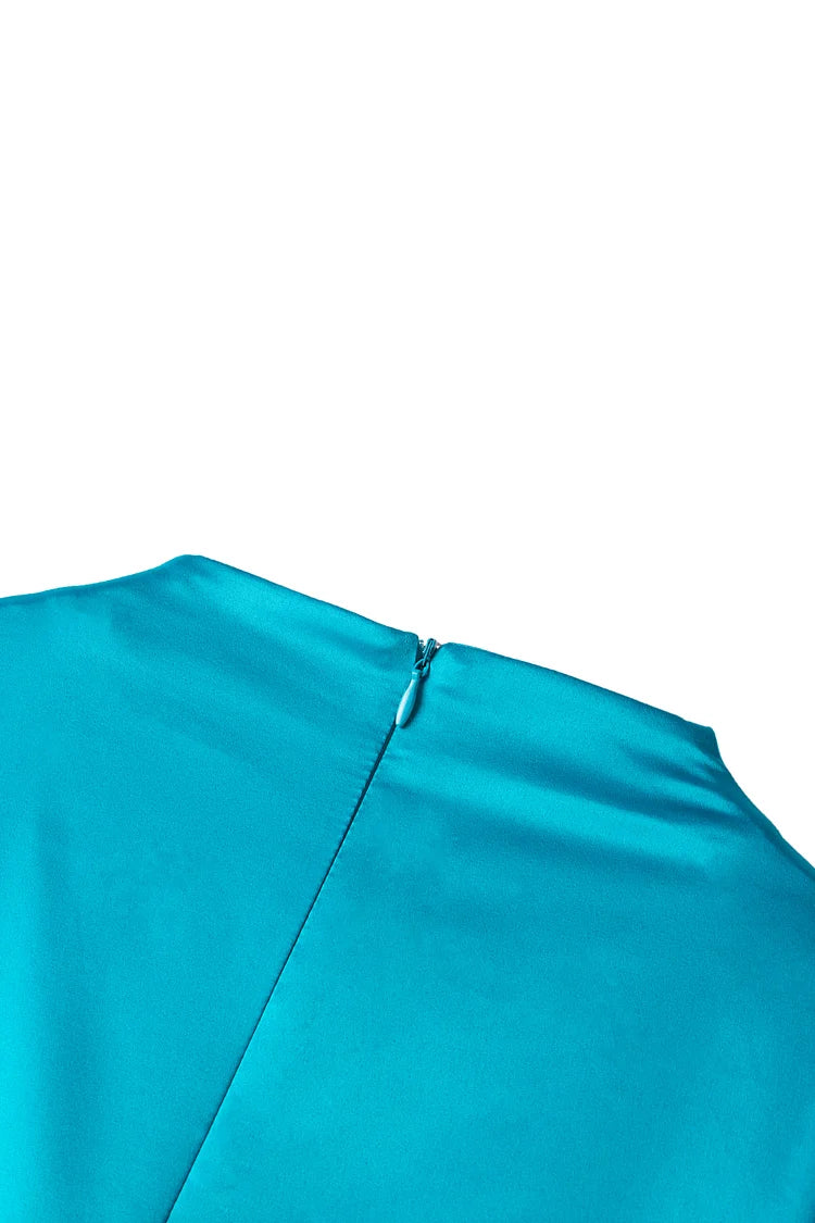 Jamila Satin Maxi Dress - Ocean Blue.