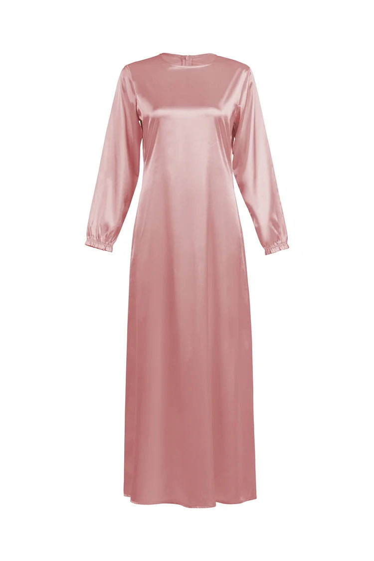 Aria Basic Silk Slim Dress - Peach Love.