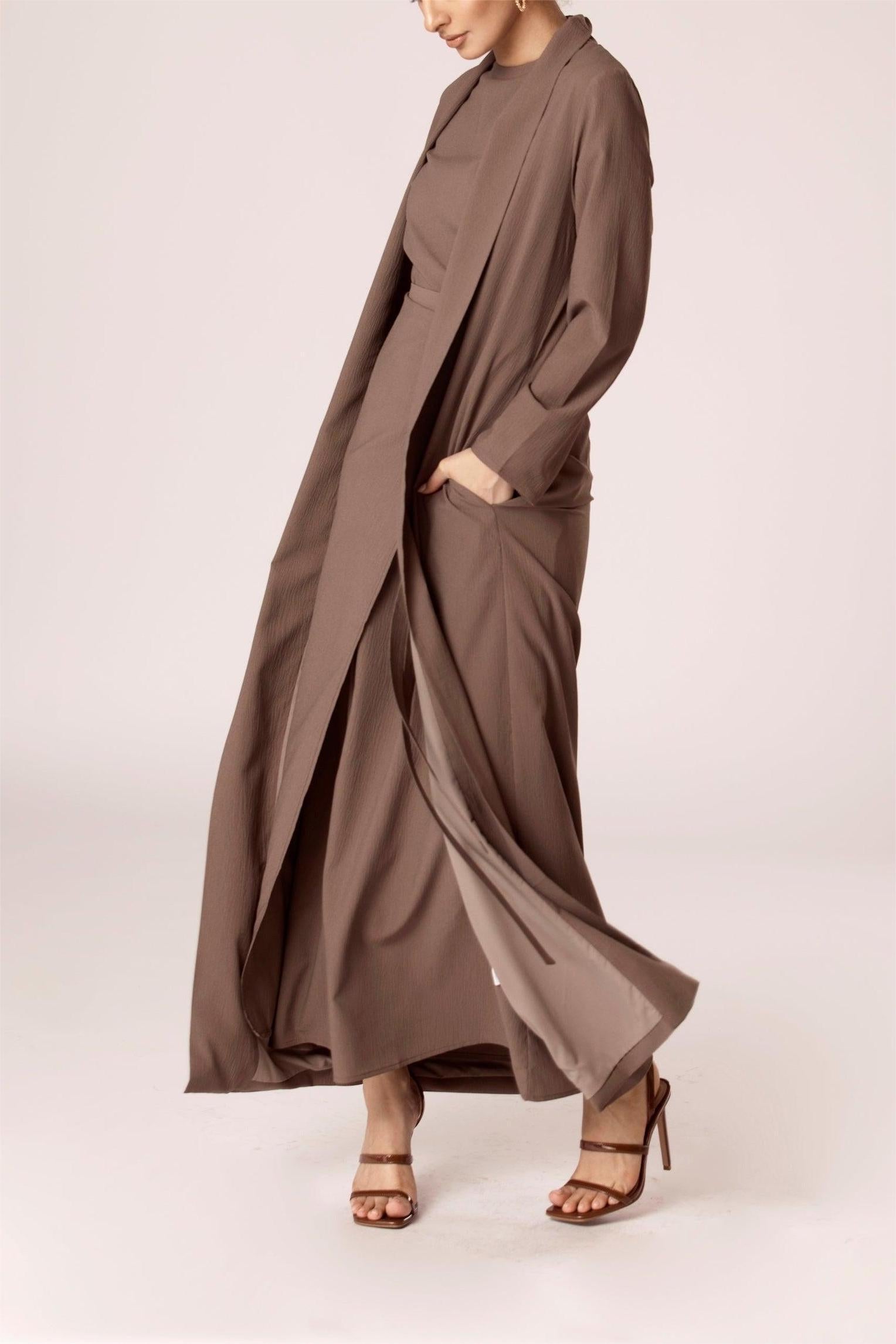 Noora Textured Three Piece Abaya Set – HelloFatima