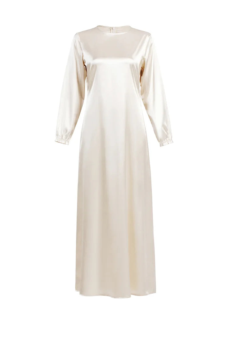 Aria Basic Silk Slim Dress - Pearl Ocean.