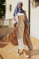 Saya Silk Balloon Sleeve Abaya Coat- Desert Rose.