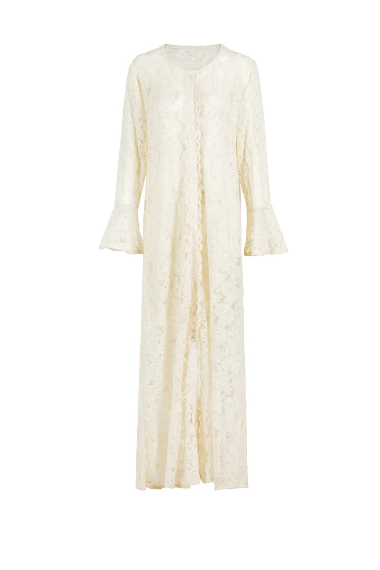 Aria Lace Bloom Pattern Wrap Tunic - Sunshine Garden.