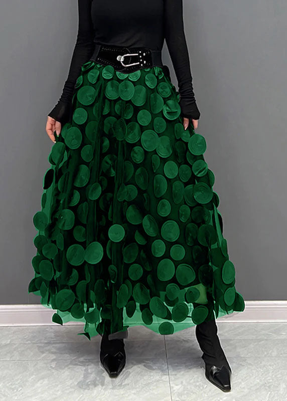 Black Dot Patchwork Tulle Skirt Fall HelloFatima